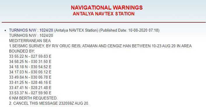 Θερμό επεισόδιο Ελλάδας - Τουρκίας: «Το Oruc Reis έφτασε στην περιοχή»